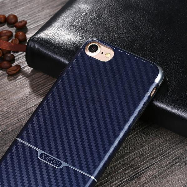 Grote foto iphone 7 plus x level goodcyl carbon fiber textuur soft tpu case blauw telecommunicatie mobieltjes