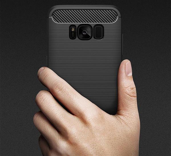 Grote foto samsung galaxy s8 carbon fiber style case zwart telecommunicatie mobieltjes