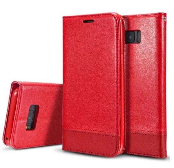 Grote foto luxe lederen cover samsung galaxy s8 plus rood telecommunicatie mobieltjes