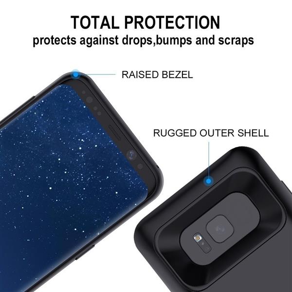 Grote foto samsung galaxy s8 plus externe batterij case powerbank hoesje 5500 mah solar black type c kabel telecommunicatie mobieltjes