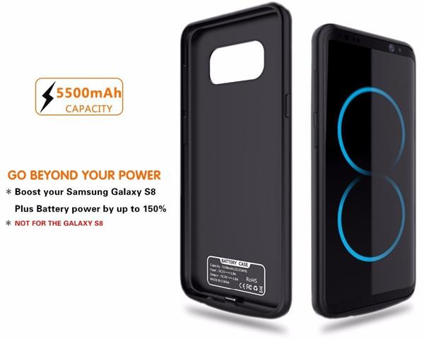 Grote foto samsung galaxy s8 plus externe batterij case powerbank hoesje 5500 mah solar black type c kabel telecommunicatie mobieltjes