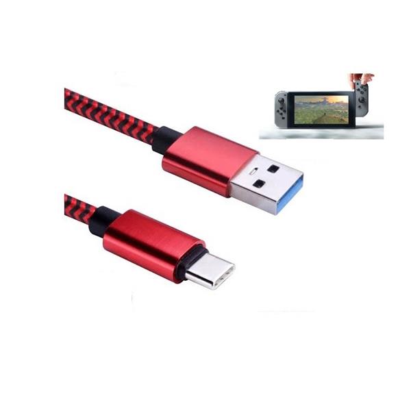 Grote foto nintendo switch 1 meter usb type c 3.1 fast charge premium laad en datakabel rood telecommunicatie opladers en autoladers
