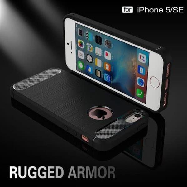 Grote foto iphone se 5s geborsteld tpu case ultimate drop proof siliconen case carbon fiber look telecommunicatie mobieltjes