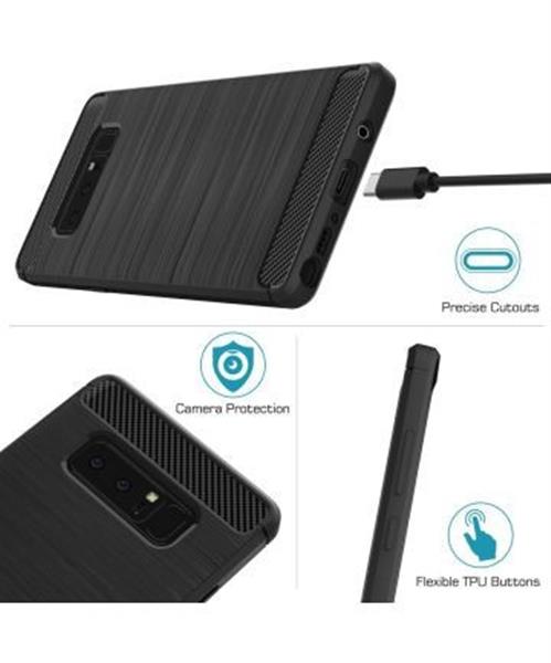 Grote foto note 8 geborsteld tpu case ultimate drop proof siliconen case carbon fiber look telecommunicatie opladers en autoladers