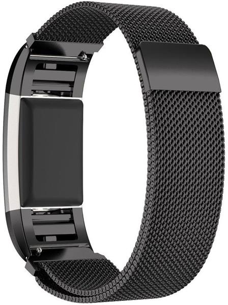 Grote foto fitbit charge 2 milanese horloge bandje met magneetsluiting zwart kleding dames horloges