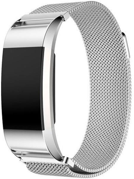 Grote foto fitbit charge 2 milanese horloge bandje met magneetsluiting zilver kleding dames horloges