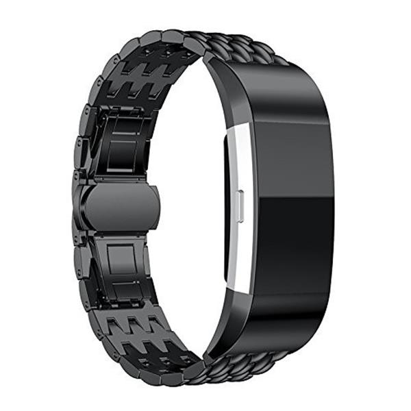 Grote foto fitbit charge 2 gevlochten stalen armband inclusief adapters zwart kleding dames horloges