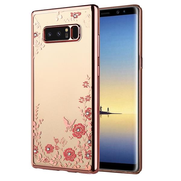 Grote foto note 8 flower bloemen case diamant crystal tpu hoesje rose goud telecommunicatie mobieltjes