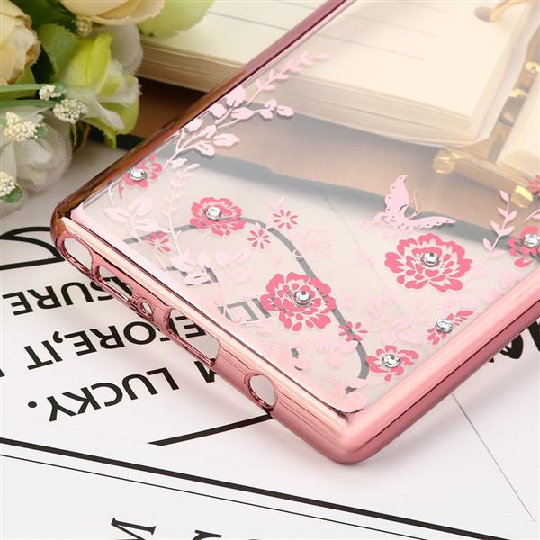 Grote foto note 8 flower bloemen case diamant crystal tpu hoesje rose goud telecommunicatie mobieltjes