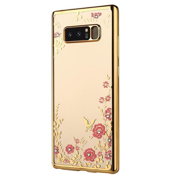 Grote foto note 8 flower bloemen case diamant crystal tpu hoesje goud telecommunicatie mobieltjes