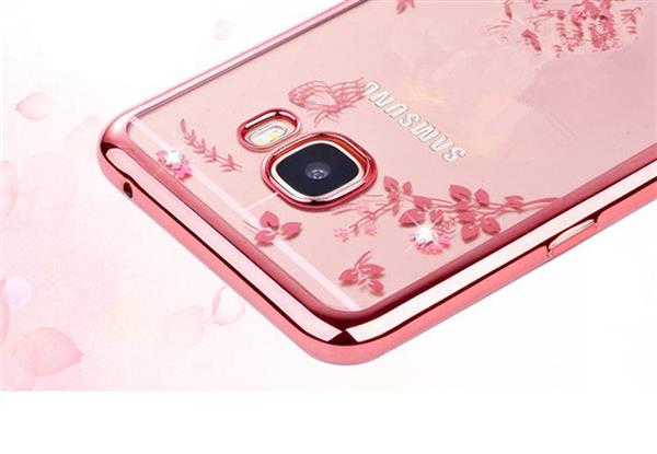 Grote foto samsung c9 pro flower bloemen case diamant crystal tpu hoesje rosegold telecommunicatie mobieltjes