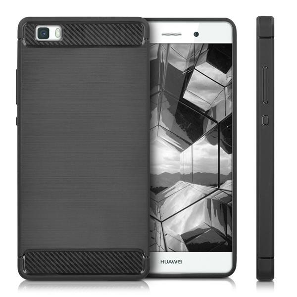 Grote foto p8 lite geborsteld tpu case ultimate drop proof siliconen case carbon fiber look telecommunicatie mobieltjes