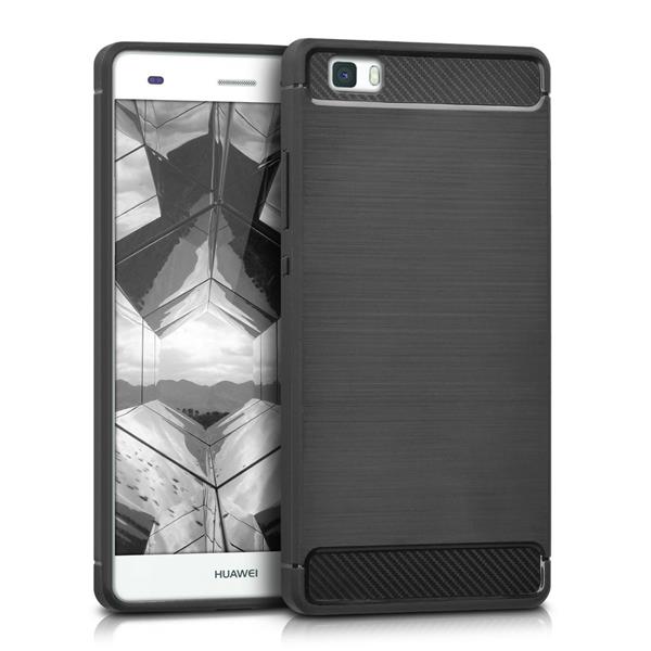 Grote foto p8 lite geborsteld tpu case ultimate drop proof siliconen case carbon fiber look telecommunicatie mobieltjes