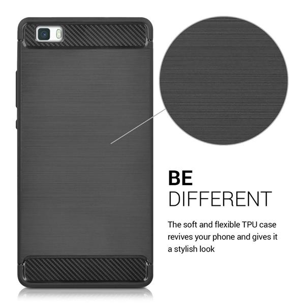 Grote foto p8 lite geborsteld tpu case ultimate drop proof siliconen case carbon fiber look telecommunicatie mobieltjes