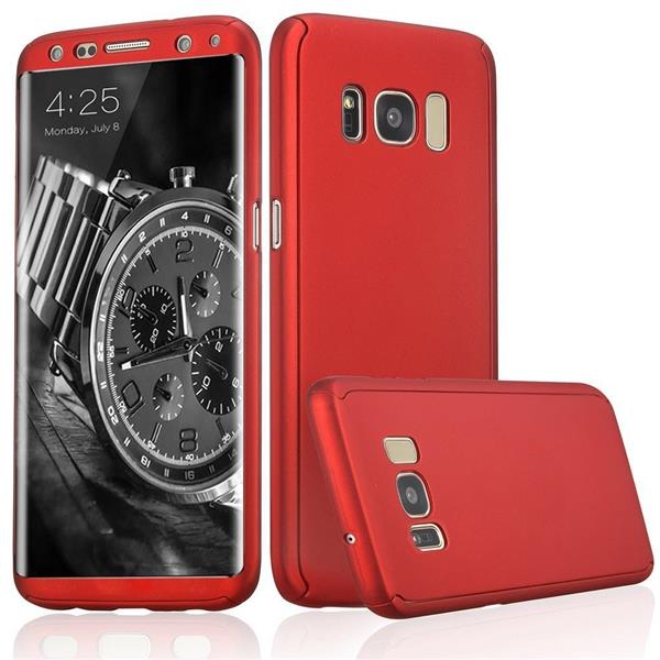 Grote foto s8 360 case full body hoesje voor en achter cnc full coverage rood telecommunicatie mobieltjes