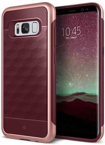 Grote foto s8 plus caseology parallax series shock proof tpu grip case burgundy red telecommunicatie mobieltjes