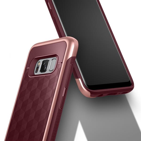 Grote foto s8 plus caseology parallax series shock proof tpu grip case burgundy red telecommunicatie mobieltjes