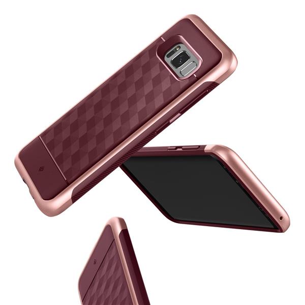 Grote foto s8 plus caseology parallax series shock proof tpu grip case burgundy red telecommunicatie mobieltjes