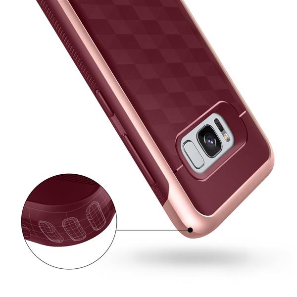 Grote foto s8 plus caseology parallax series shock proof tpu grip case burgundy red telecommunicatie mobieltjes