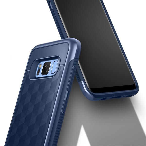 Grote foto s8 plus caseology parallax series shock proof tpu grip case navy blue telecommunicatie mobieltjes