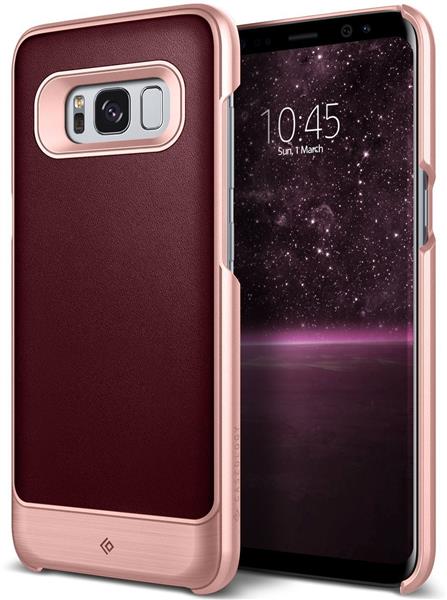 Grote foto s8 caseology fairmont series shock proof pu lederen tpu case cherry oak telecommunicatie mobieltjes