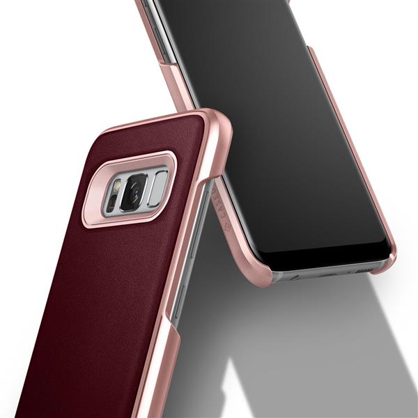 Grote foto s8 caseology fairmont series shock proof pu lederen tpu case cherry oak telecommunicatie mobieltjes