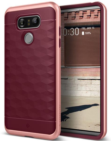 Grote foto lg g6 caseology parallax series shock proof tpu grip case burgundy red telecommunicatie mobieltjes