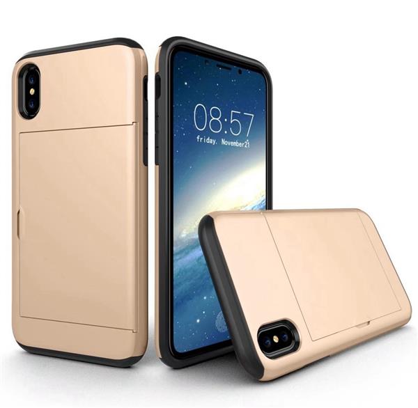 Grote foto iphone x drop proof card case gold verstevigde randen telecommunicatie mobieltjes