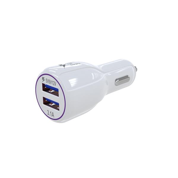 Grote foto universele auto lader 3.1a fast charge met dubbele usb poort en led lamp zwart telecommunicatie opladers en autoladers