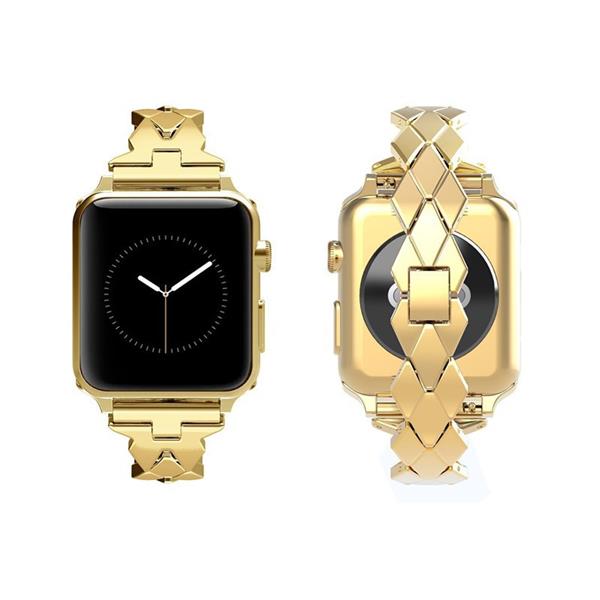 Grote foto apple watch 1 2 3 42mm horloge band armband rvs roestvrij staal ruit ontwerp inclusief adapter kleding dames horloges