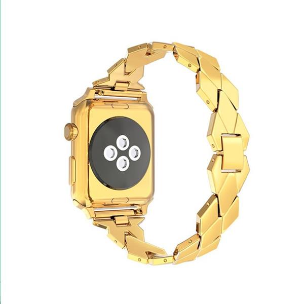Grote foto apple watch 1 2 3 38mm horloge band armband rvs roestvrij staal ruit ontwerp inclusief adapter kleding dames horloges