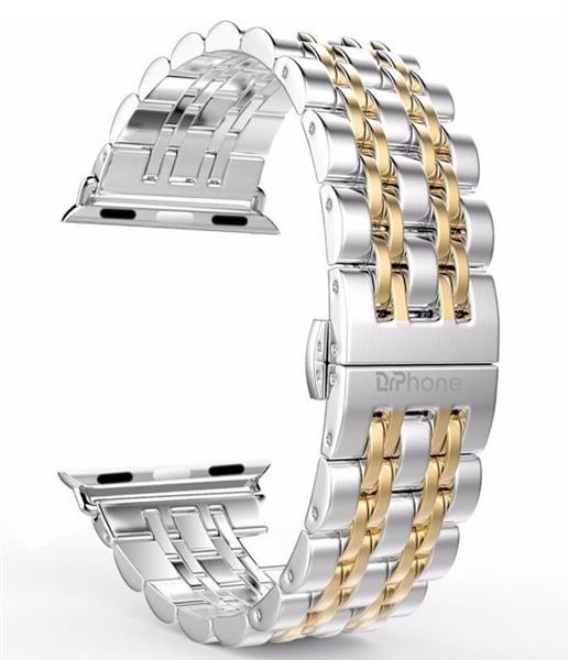 Grote foto drphone 7 kralen horlogeband rvs roestvrij stalen armband geschikt voor apple watch 42mm 44m kleding dames horloges