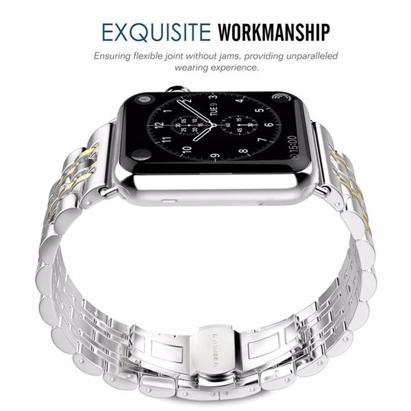 Grote foto drphone 7 kralen horlogeband rvs roestvrij stalen armband geschikt voor apple watch 42mm 44m kleding dames horloges