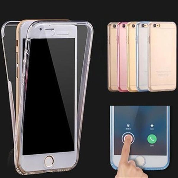 Grote foto iphone 7 dual tpu case 360 graden cover 2 in 1 transparant goud telecommunicatie mobieltjes