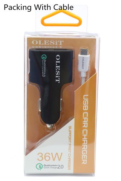 Grote foto olesit dual usb fast charge 36w autolader qualcomm quick charge 2.0 4.8a auto oplader geschikt voo telecommunicatie opladers en autoladers