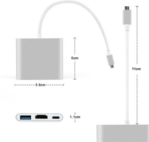 Grote foto 4k 3 in 1 nieuwste versie type c hub converter 1x type c 1x hdmi 1x usb 3.0 usb c hub computers en software overige computers en software