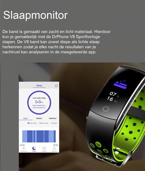 Grote foto drphone v9 high activity tracker sporthorloge oled scherm hartslagsensor stappenteller i kleding dames horloges