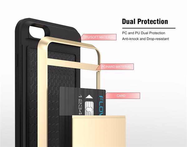 Grote foto iphone 7 plus arc card case premium protection goud telecommunicatie mobieltjes