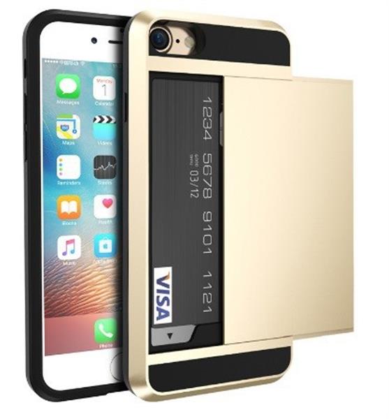 Grote foto iphone 7 arc card case premium protection goud telecommunicatie mobieltjes