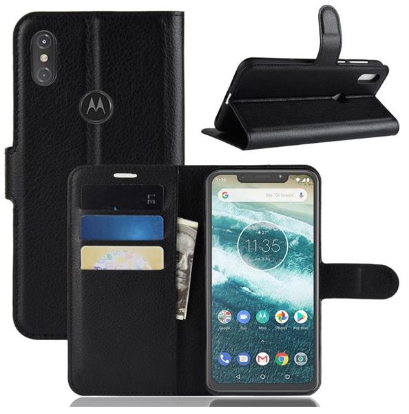 Grote foto drphone moto one p30 play flipcover bookcase luxe booktype pu lederen portemonnee case walle telecommunicatie mobieltjes