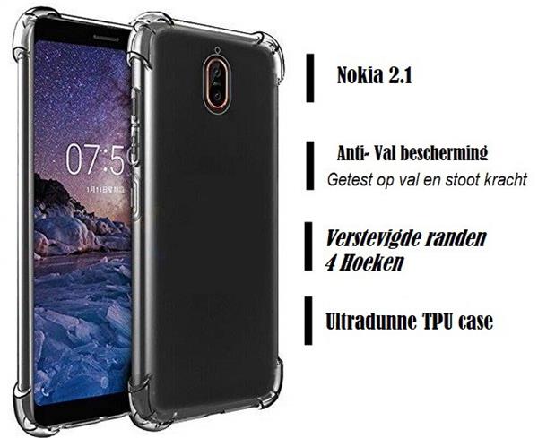 Grote foto drphone nokia 2.1 tpu hoesje siliconen shock bumper case backcover met verstevigde randen voor ex telecommunicatie mobieltjes