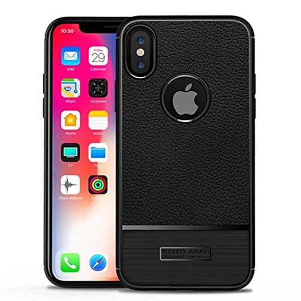 Grote foto drphone iphone x rugged armor litchi tpu case ultra dunne gel silicone hoesje antislip anti scho telecommunicatie mobieltjes