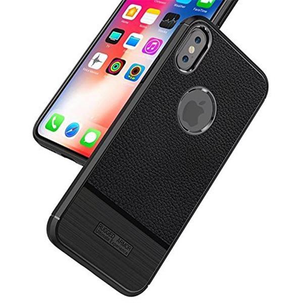 Grote foto drphone iphone x rugged armor litchi tpu case ultra dunne gel silicone hoesje antislip anti scho telecommunicatie mobieltjes