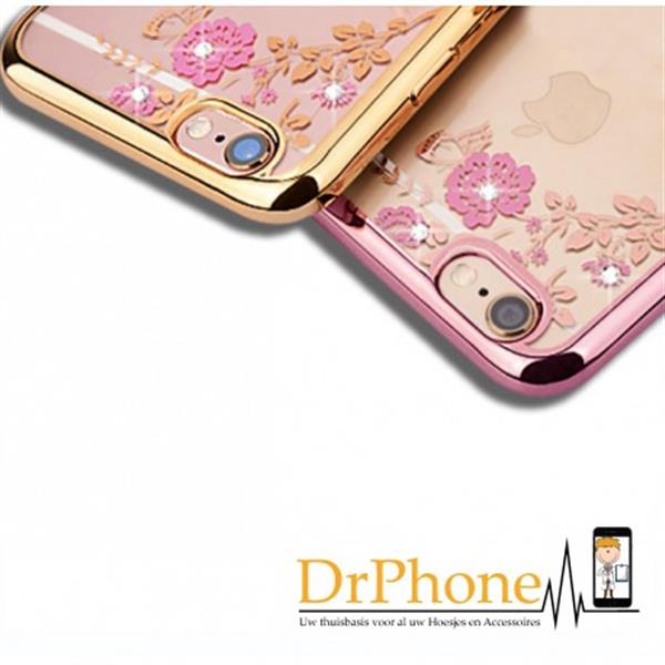 Grote foto drphone iphone x xs flower bloemen case diamant crystal tpu hoesje rose gold drphone official prod telecommunicatie mobieltjes