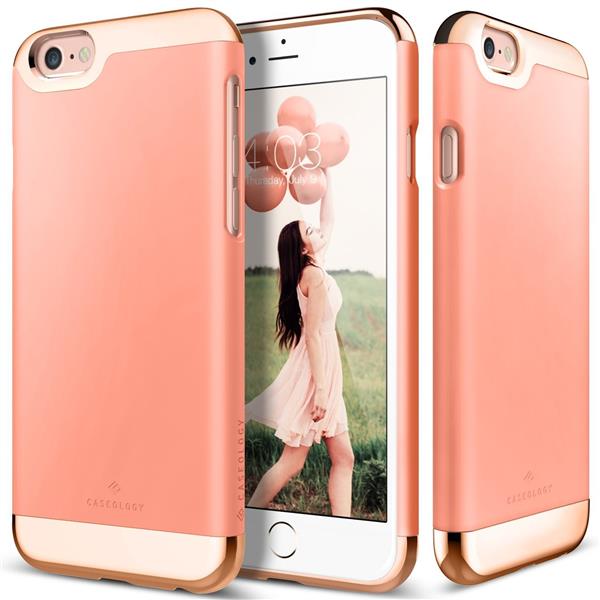 Grote foto caseology savoy series iphone 6s plus 6 plus pink tempered glass screenprotector telecommunicatie mobieltjes