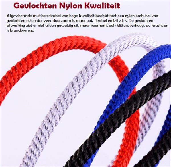 Grote foto drphone echo series 2 meter magnetische micro usb 3a oplaadkabel snellader reversible nylon ge telecommunicatie opladers en autoladers