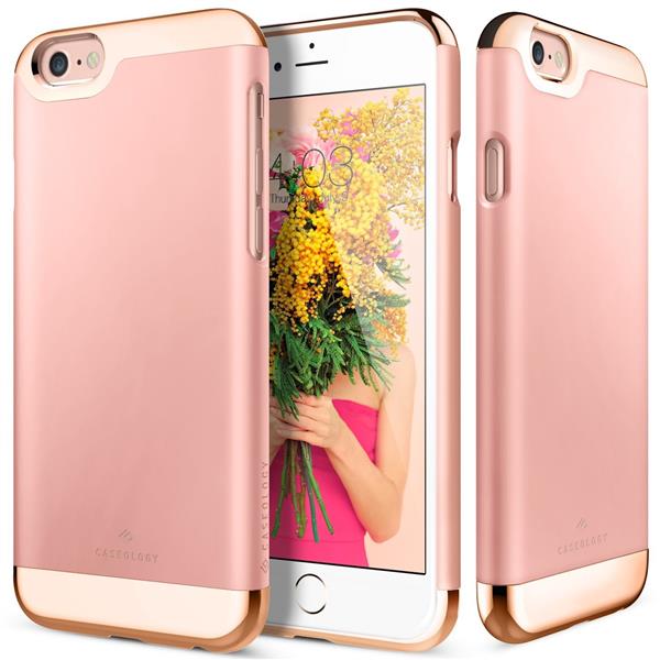Grote foto caseology savoy series iphone 6s 6 rose gold tempered glass screenprotector telecommunicatie mobieltjes