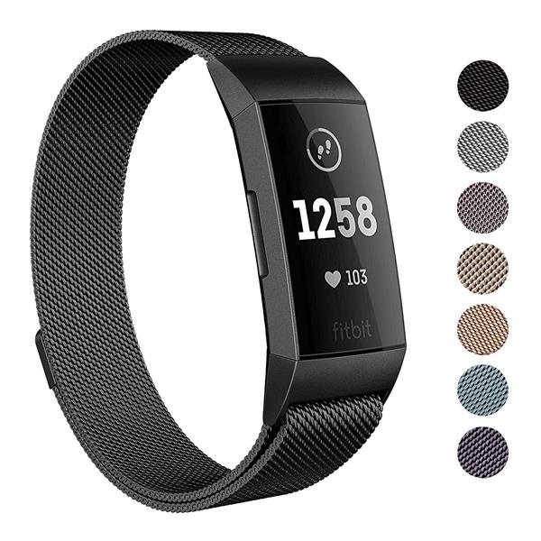 Grote foto drphone fitbit charge 3 charge 3 se magnetische milanese armband rvs horlogeband maat l zwar kleding dames horloges