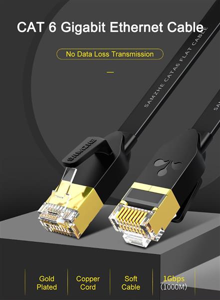 Grote foto drphone ethernetkabel cat6 platte rj45 lan netwerk kabel 1gbps 1000 mbps 2 meter zwart computers en software overige computers en software