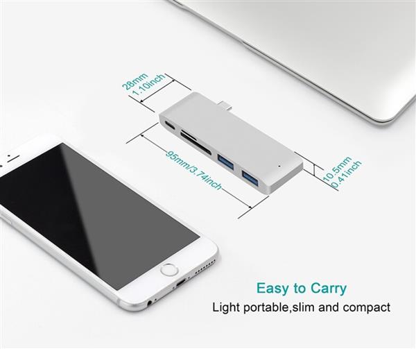 Grote foto drphone th2 5 in 1 aluminium usb c type c hub sd micro sd kaart 2 usb 3.0 poorten usb type c computers en software overige computers en software